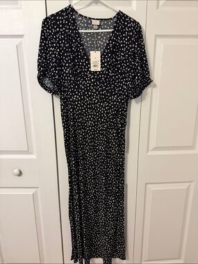 a new day Black Maxi Dress with White Heart Print